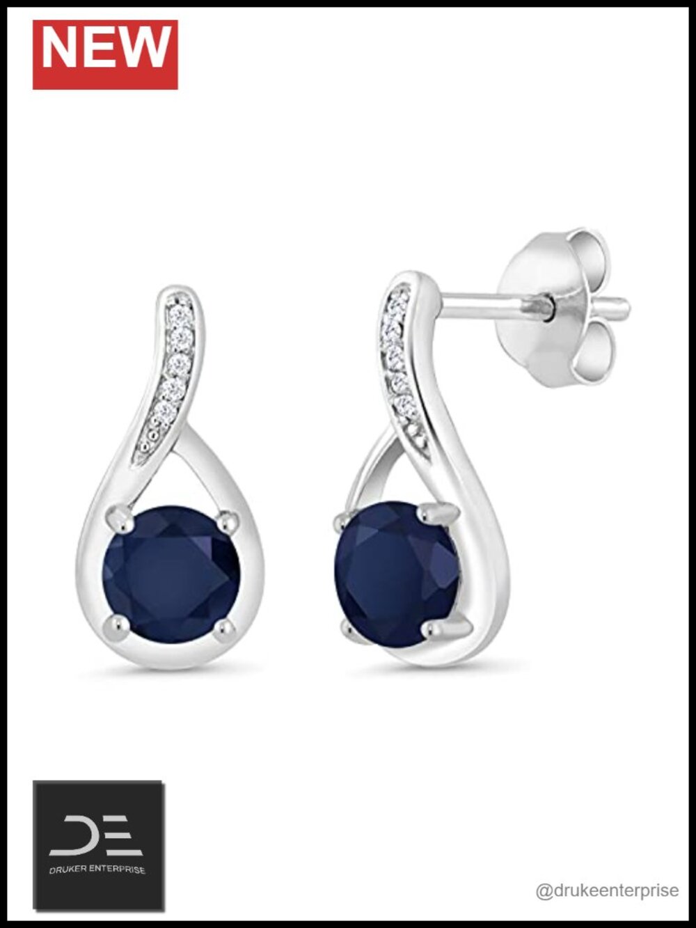 Round 5MM Birthstone Diamond Sterling Silver Stud Earrings Women Infinity Gift